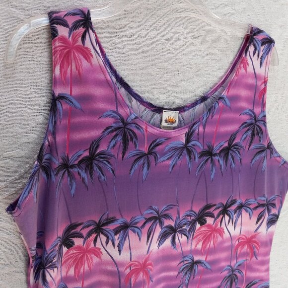 Mirasol Tank Style Mini Dress Or Tunic Top Colorful Palm Trees 2XL (T-391) - Picture 6 of 12